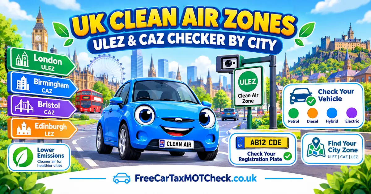 UK Clean Air Zones 2026: Every ULEZ & CAZ Checker Guide by City
